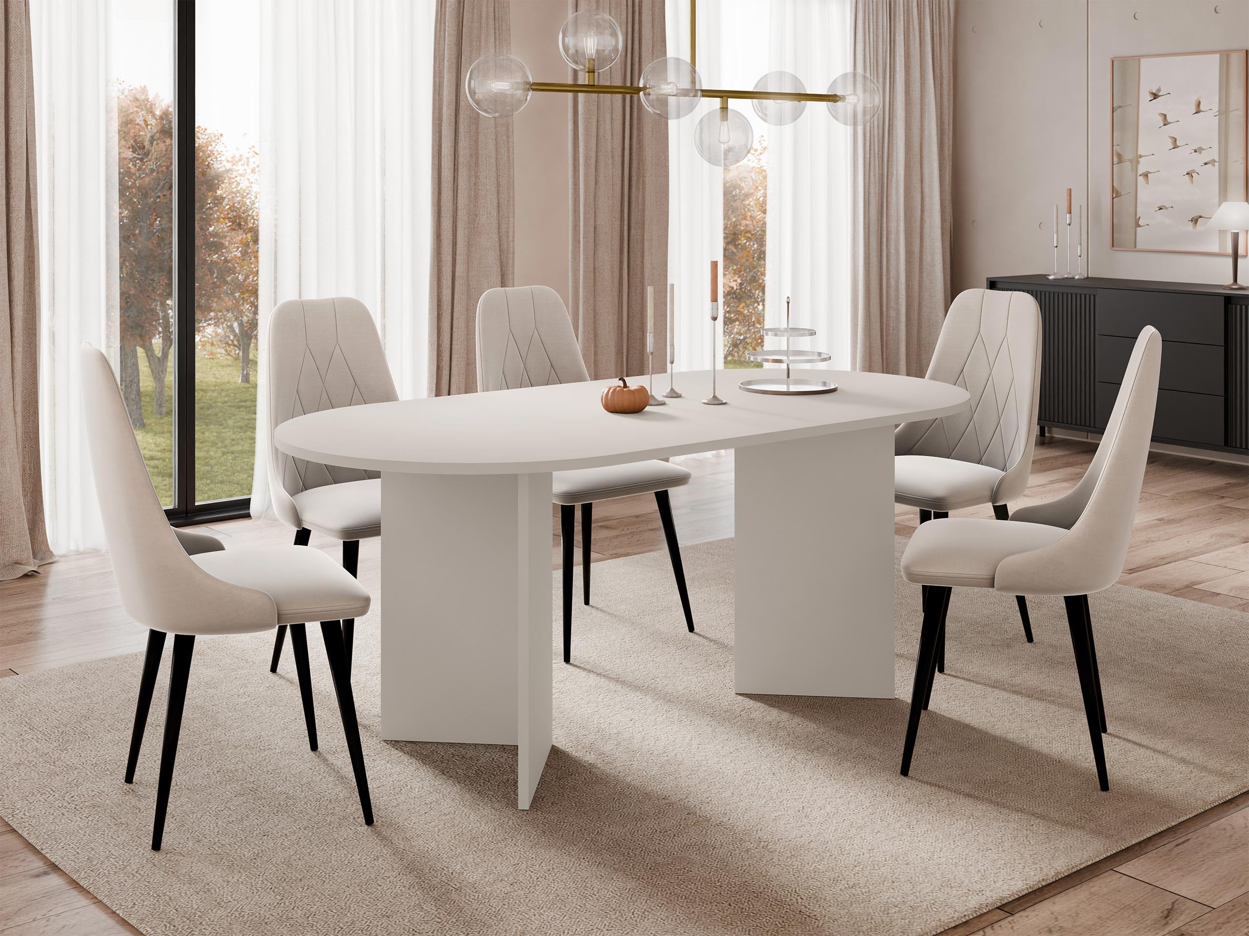Mirjan24 Tisch für Esszimmer Gelizo, Rechteckiger Esstisch, Küchentisch, Esszimmertisch (Sandbeige)