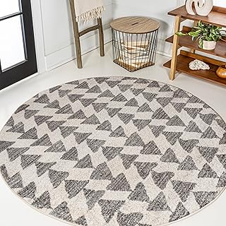 JONATHAN Y Aisha Moroccan Triangle Geometric Cream/Gray 5' Round Indoor ...
