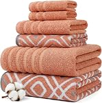 Amrapur Overseas 6-Piece Yarn Dyed Oxford Stripe Jacquard/Solid Ultra Soft 500GSM 100% Combed Cotton Towel Set [Grey Lavender]