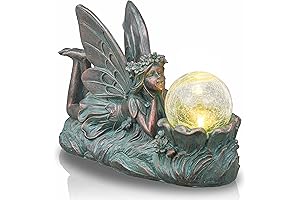 Fairy Garden Sculptures & Statues with Glass Ball Solar Outdoor Light