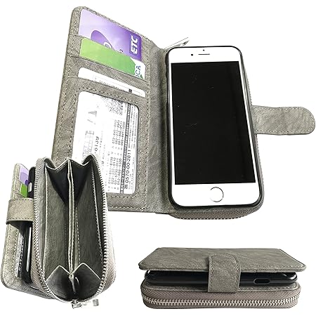 Amazon Co Jp Iphone Case Wallet Wallet Flip Card Slots Magnetic Removable Detachable Straps With Coin Case Grays Electronics Cameras