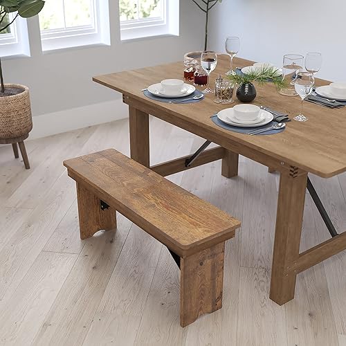 Miniatura 4 de Merrick Lane Tinsley - Banco plegable de pino macizo rústico antiguo de 40 x 12 pulgadas Rústico antiguo,Blanco rústico antiguo,Negro lavado,Natural