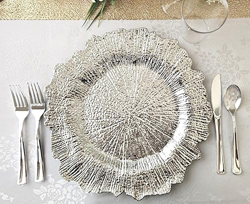 Miniatura 4 de 10 unidades redondas de plástico acrílico para bodas, de 13.0in, para decoración de cena, de color plateado brillante