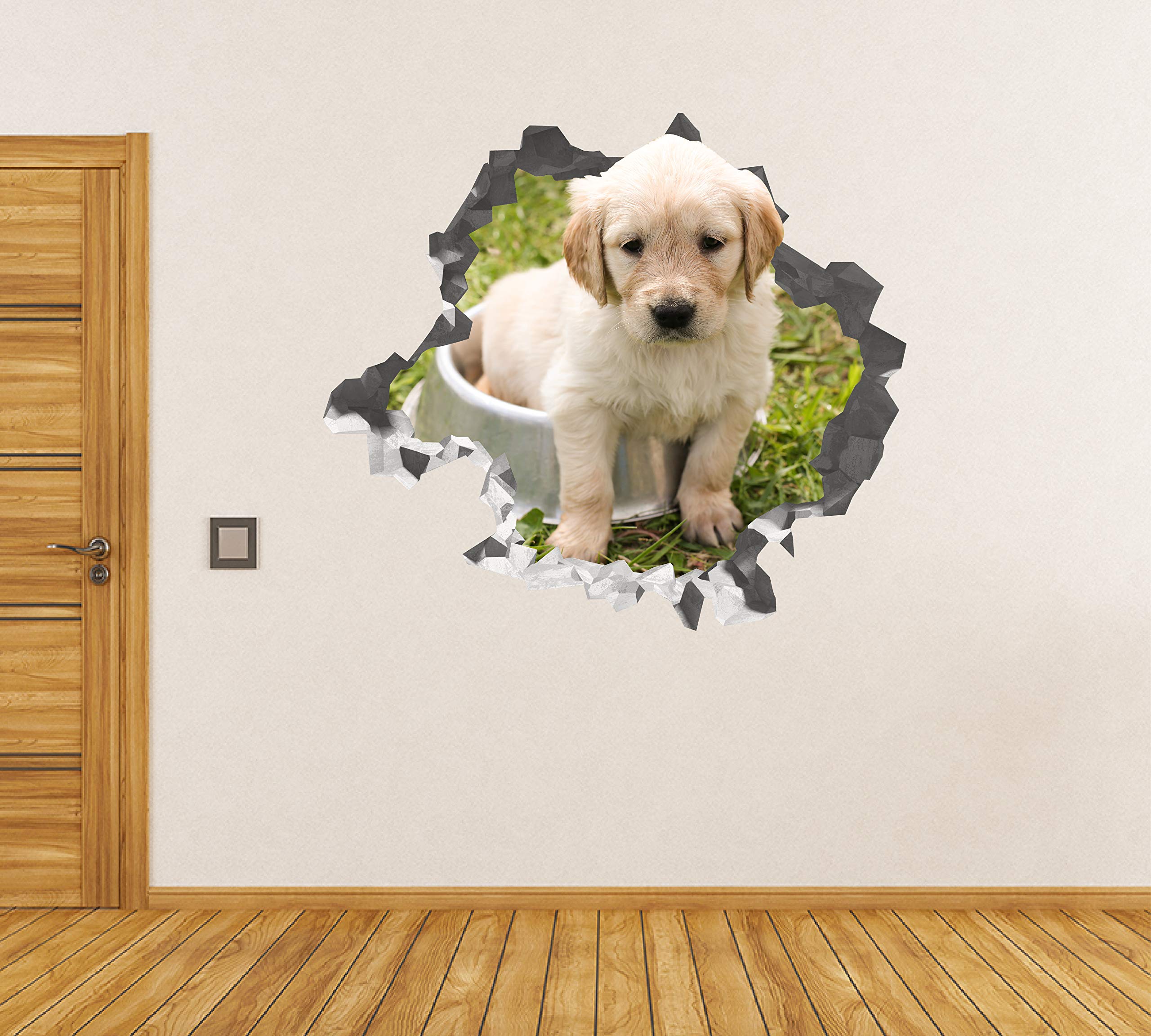 Cachorro Labrador Pegatina - Calcomania Animales - Decoración de Cuartos Niños - Sticker de Cachorro - Decoración Infantil - JS360 (Grande: 102 cm x 91 cm)
