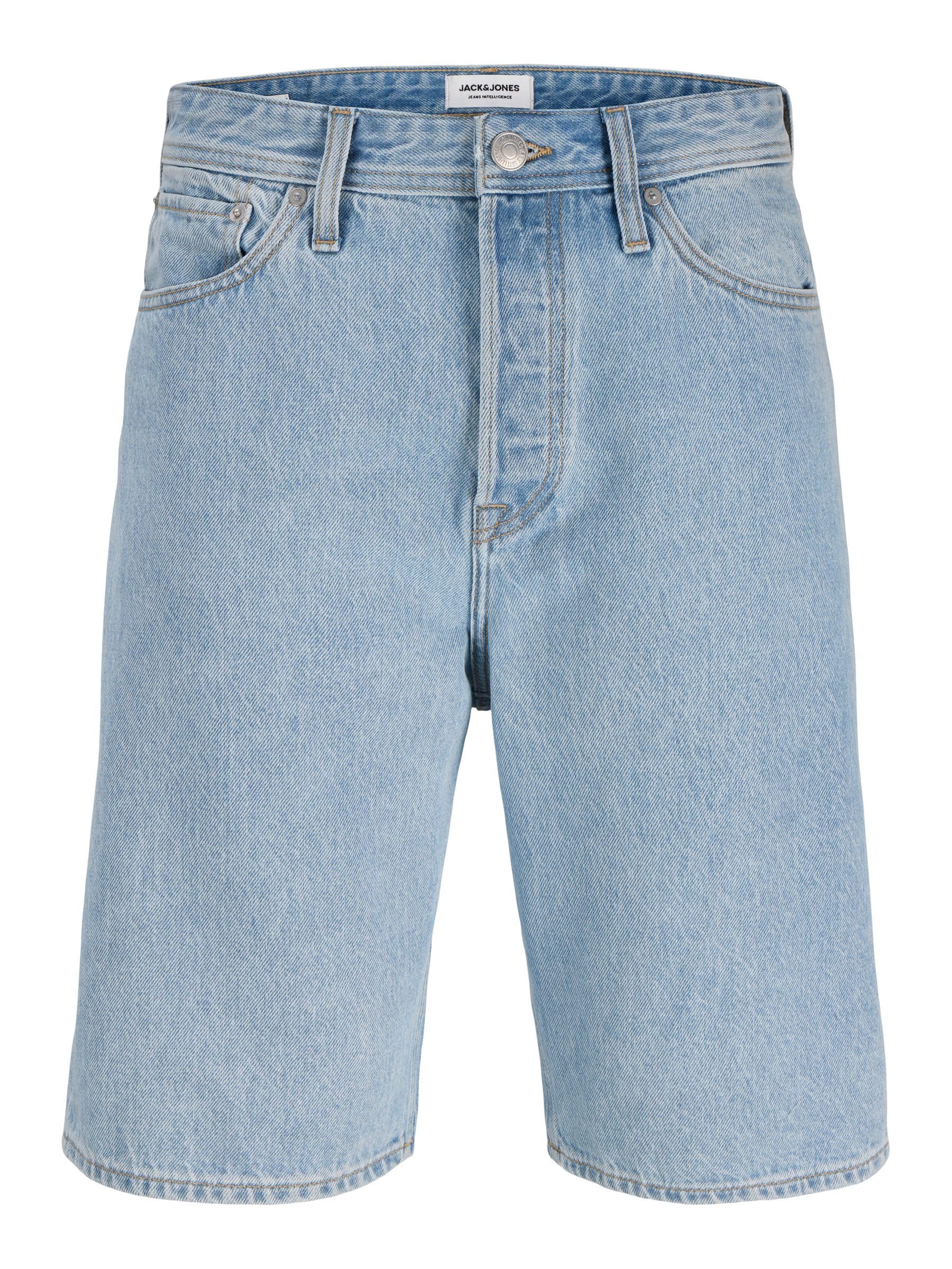 JACK & JONES Short en Jean pour Homme – Coupe Baggy, Bleu Denim/Noir