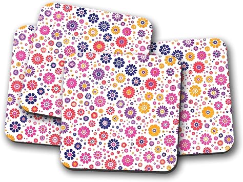 4 Set - Pretty Little Flowers Coaster - Cute Daisy Mum Auntie Sister #14801