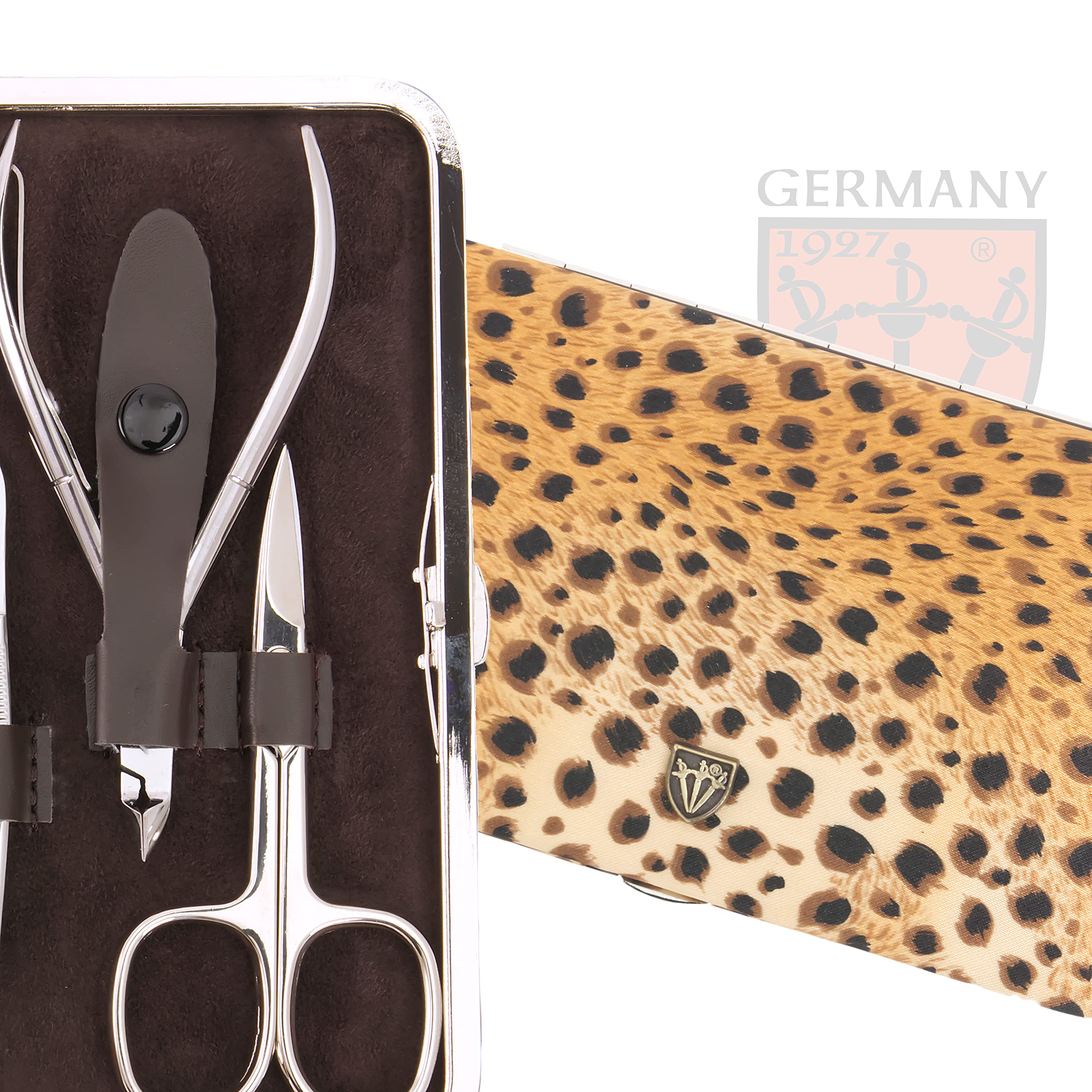 3 Swords Germany - 7-piece manicure pedicure set kit - brand quality, LEOPARD - TEXTILE MATERIAL - Image 4