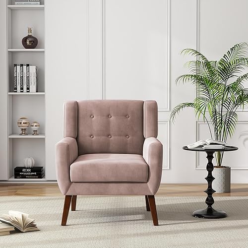 Miniatura 19 de UIXE Silla de Acento Floral, Sillón Moderno Tapizado en Tela para Sala de Estar, Cómodas Sillas de Club con Brazos Sofá Individual con Botones