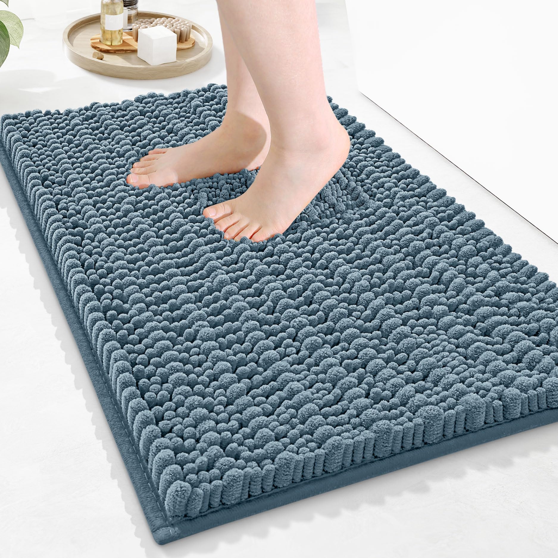 Arotive Luxury Bathroom Rugs 24x16, Extra Soft Thick Absorbent Shaggy Chenille Bath Rugs, Non-Slip Machine Wash Dry, Bath Mats for Bathroom Floor, Tub