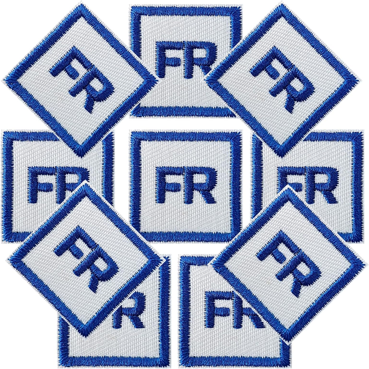 FR Patches for Clothing Iron or Sew onto Clothing, Jackets, Jeans, Hats, Backpacks Etc(10pc Blue & White)