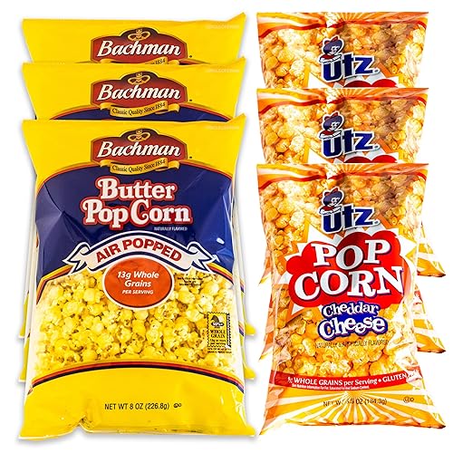 Paquete variado de palomitas de maíz  Palomitas de maíz de mantequilla al aire de Bachman (3, bolsa de 8 onzas)  Palomitas de maíz de queso cheddar