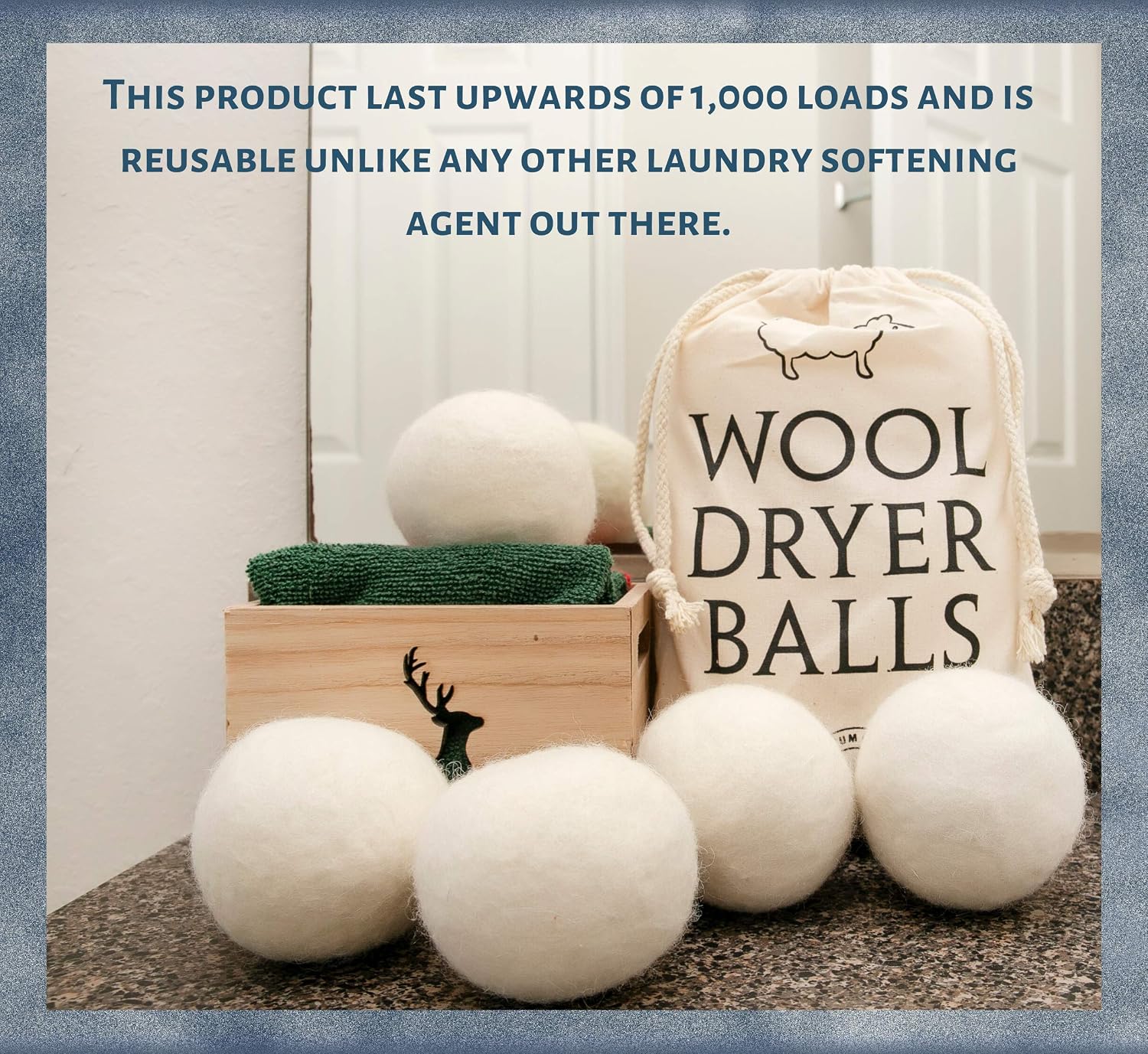 Wool Dryer Balls XL 6 Pack, Comes with Cotton Bag Only, Reusable Organic Fabric Softener Substitute for Dryer Sheets, Speeds Up Dry Time to Cut Energy Costs, 100% New Zealand Wool (2.76 Inch Diameter)