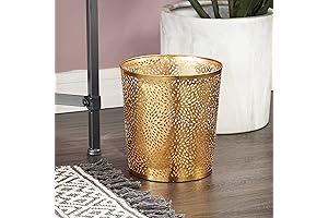 Deco 79 CosmoLiving Gold Trash Can for Bedroom - 9" x 9" x 10"