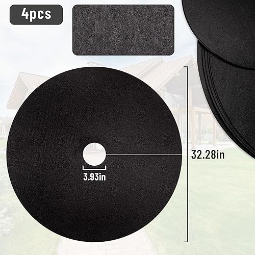 Miniatura 2 de Anillo de mantillo de árbol no tejido de 32.5 pulgadas, tapete de barrera de malezas reutilizable para árboles, mantillo degradable de árboles