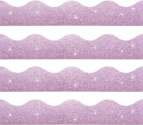 Miniatura 8 de Borde de tablero de anuncios de 100 pies con purpurina, bordes festoneados con purpurina, tiras decorativas para tablón de anuncios, bordes