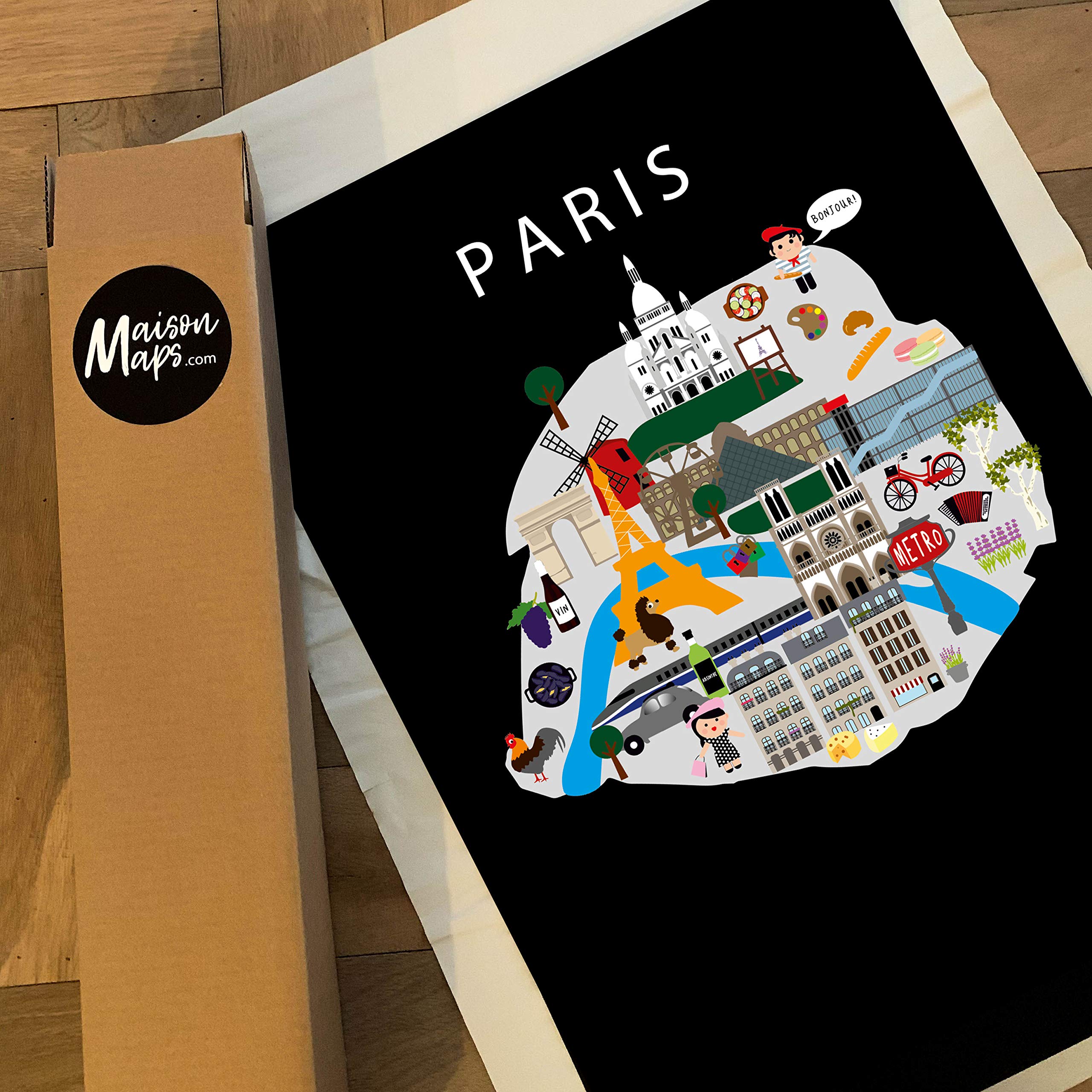 Kreativitum Poster Paris 50x70cm Paris Map Map Plakat WARSZAWA Metro I