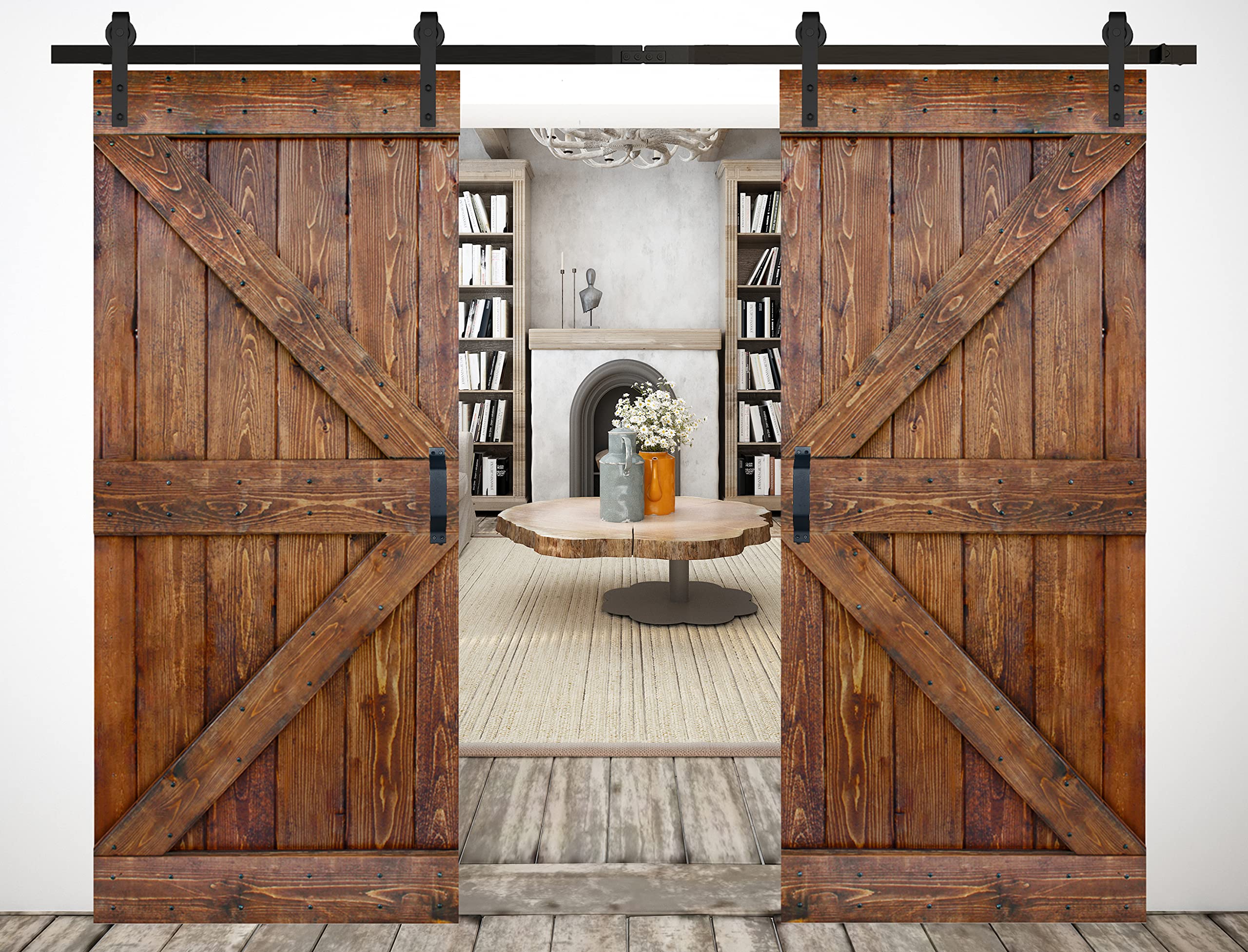 K Series 72x84 Classic Walnut Solid Wood Barn Door