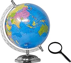 zest 4 toyz Globe for Kids, Stem Steam Educational World Globe with Magnifying Glass for Kids/Political Office/Students - 8 Inch(Blue)