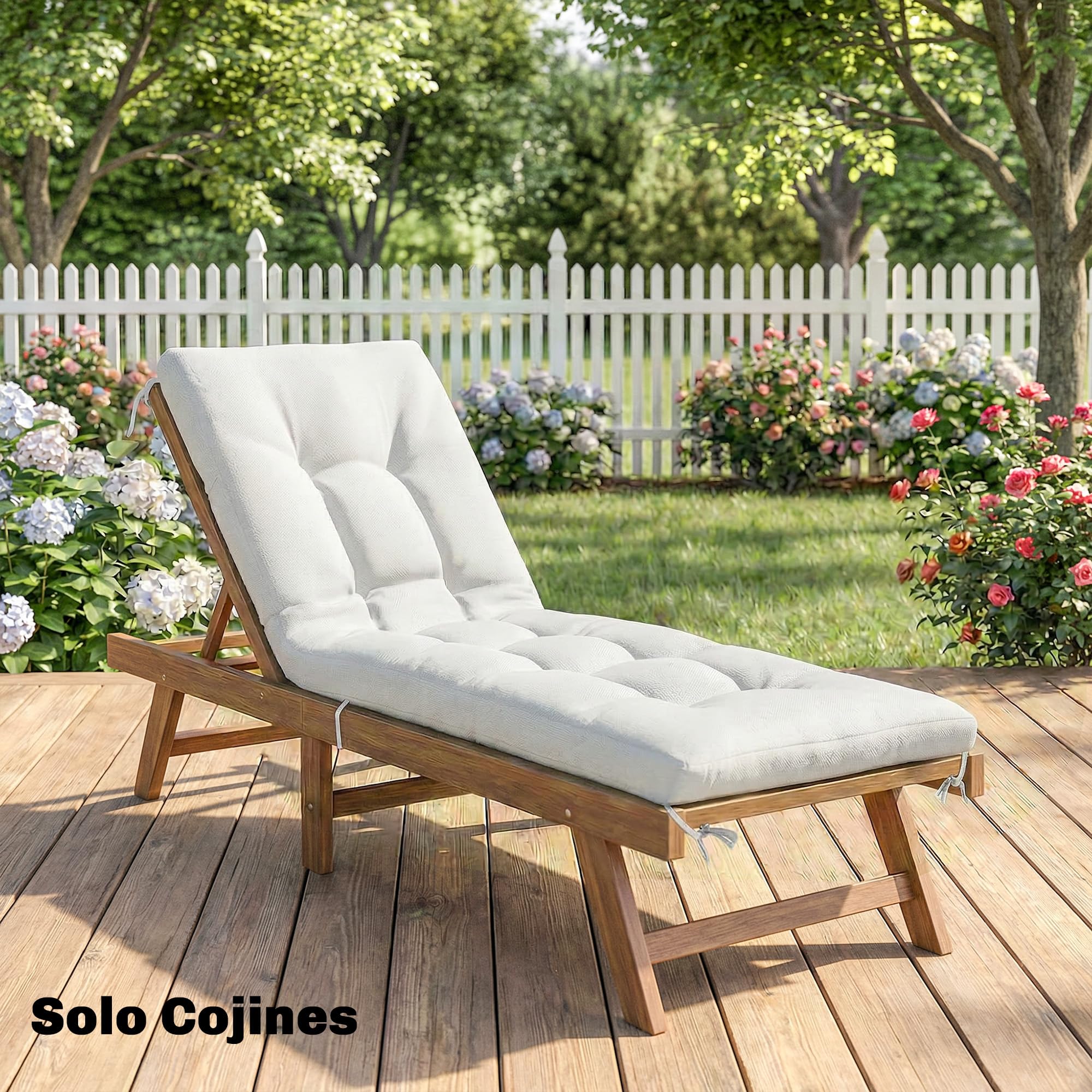 Outsunny Cojín para Banco Exterior y Tumbona UV50+ 198x65x13 cm Crema | Cojín para Banco y Tumbona de Jardín, con Correas de Sujeción, Rebote Lento, para Interior y Exterior