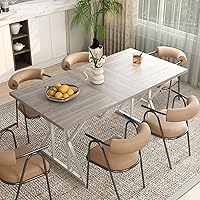 HOMCOM 47-63" Expandable Farmhouse Dining Table for 4-6, Distressed Gray Kitchen Table with Sturdy Metal Trestle Base