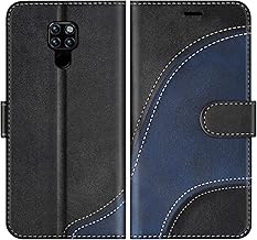 BoxTii Hülle für Huawei Mate 20, Leder Handyhülle für Huawei Mate 20, Ledertasche Klapphülle Schutzhülle mit Kartenfächer und Magnetverschluss, Schwarz