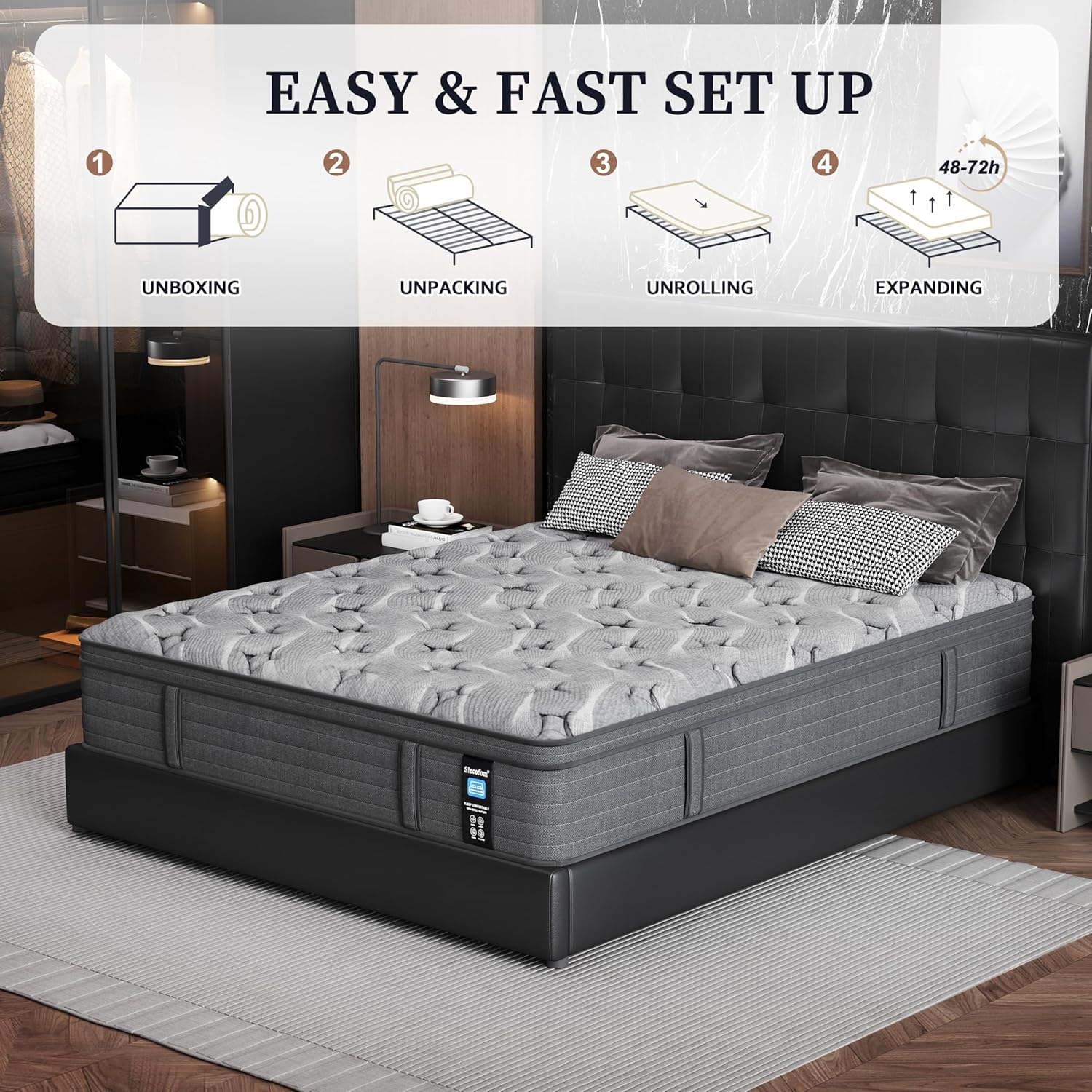 Firm Mattress 12 Inch - Multi-Layer Luxury Memory Foam, King Size Hybrid Mattress with Dual-Pocket Spring for Reinforce Edge & Motion Isolation, Fiberglass-Free King Mattress in a Box