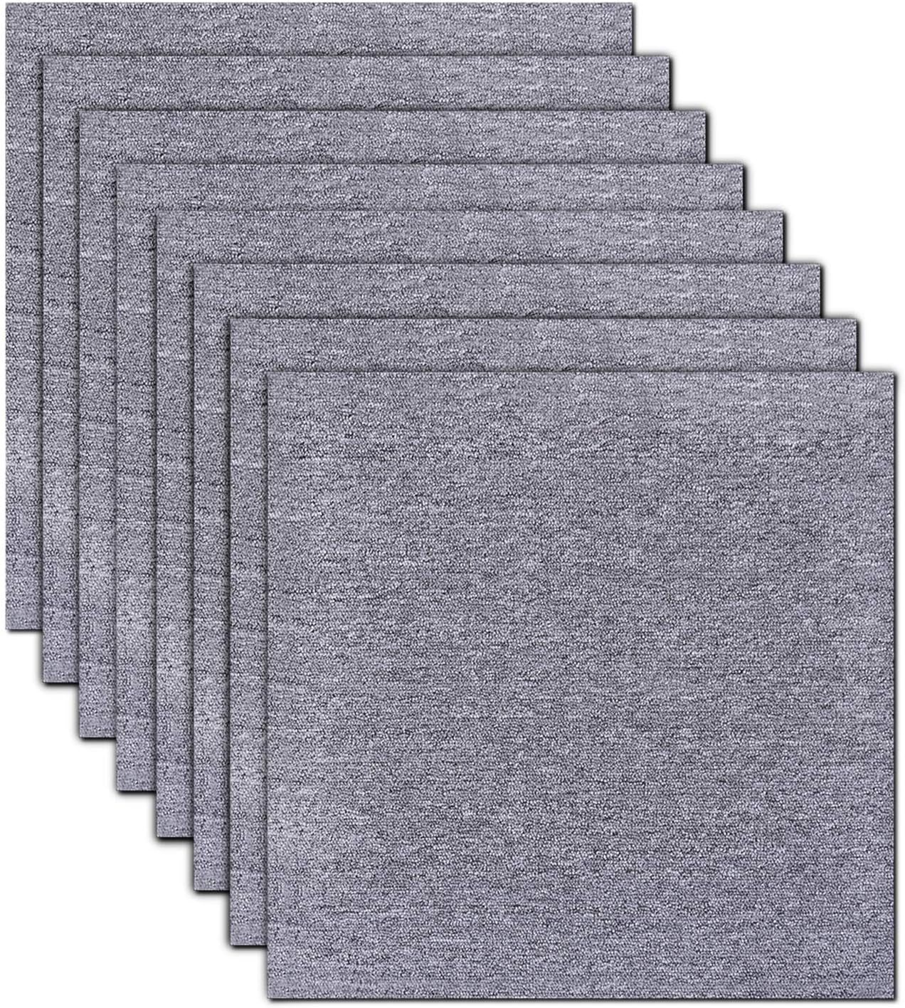 JUMEIYP Self Adhesive Carpet Tiles Residential and Commercial 1.64x1.64 ft – 21.52 Square Feet Per Carton (Gray, 8pcs)