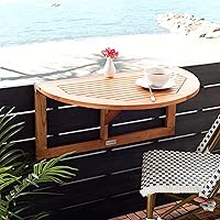 Vista 2 de Safavieh - Colección Owens al aire libre PAT7045A, mesa colgante de medio tamaño para balcón, de madera de teca natural