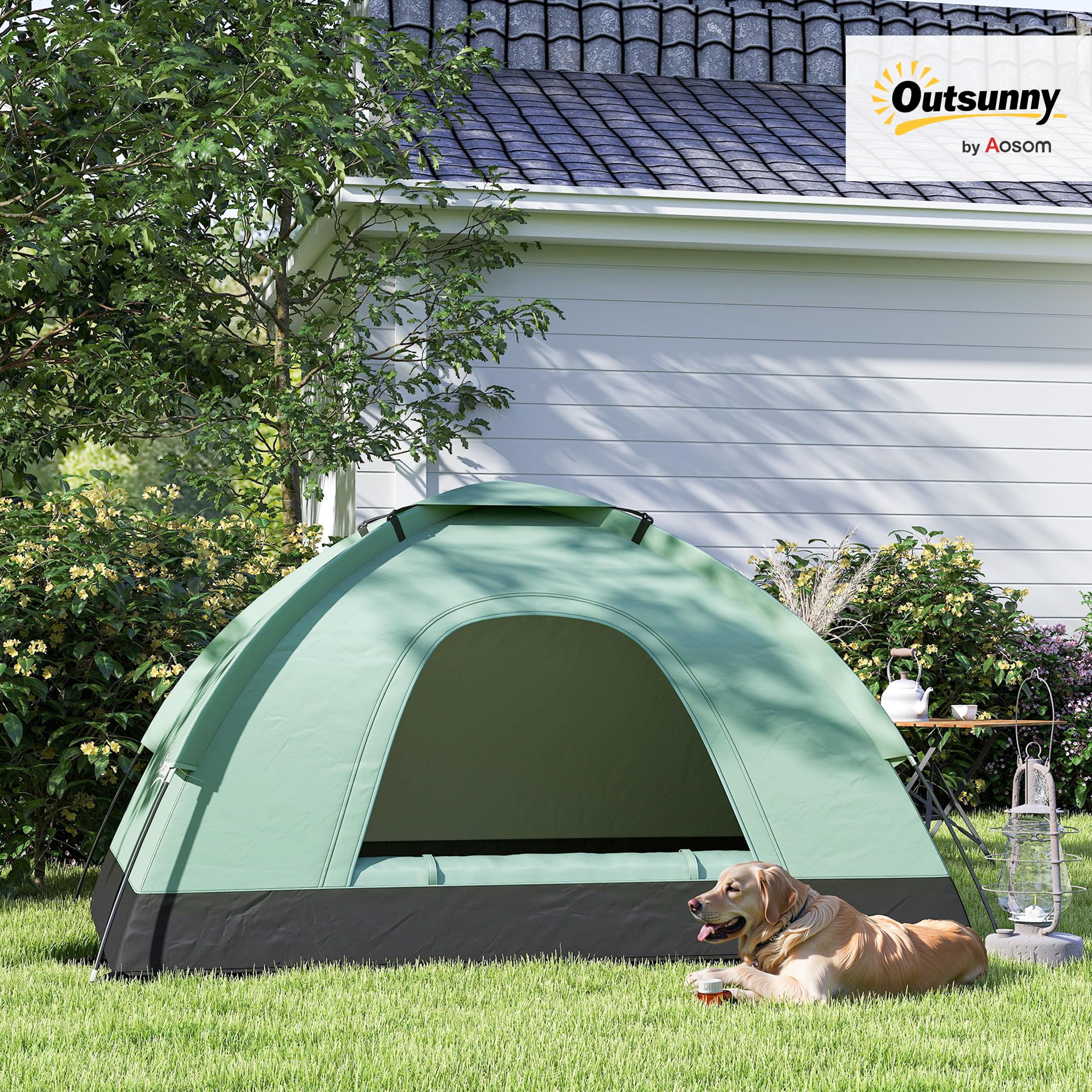 Outsunny Tente de Camping 2 Personnes Camouflage Tente dôme légère ventilée Facile à Monter avec Portes zippées, Poche de Rangement Sac de Transport Inclus Oxford