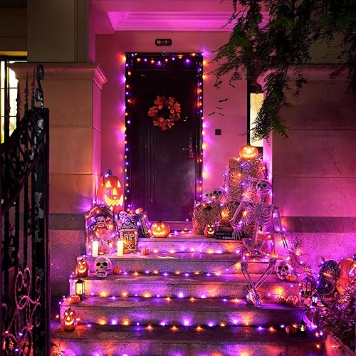 Miniatura 7 de JMEXSUSS Decoraciones del 4 de julio, 250 luces LED rojas, blancas y azules, luces del 4 de julio para exteriores con 8 modos, luces patrióticas