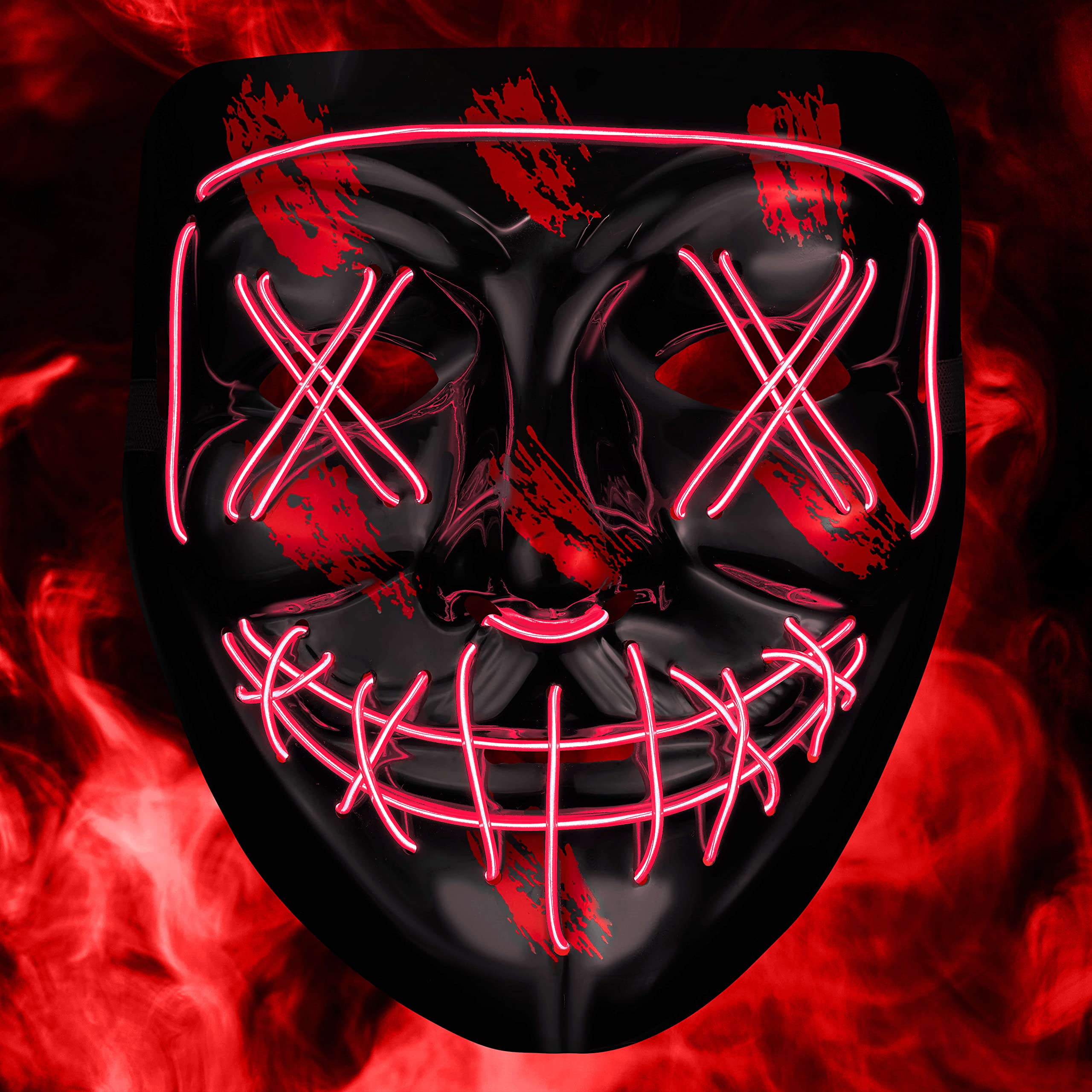 Balinco LED mask with 3 light modes - perfect for techno DJ, Red