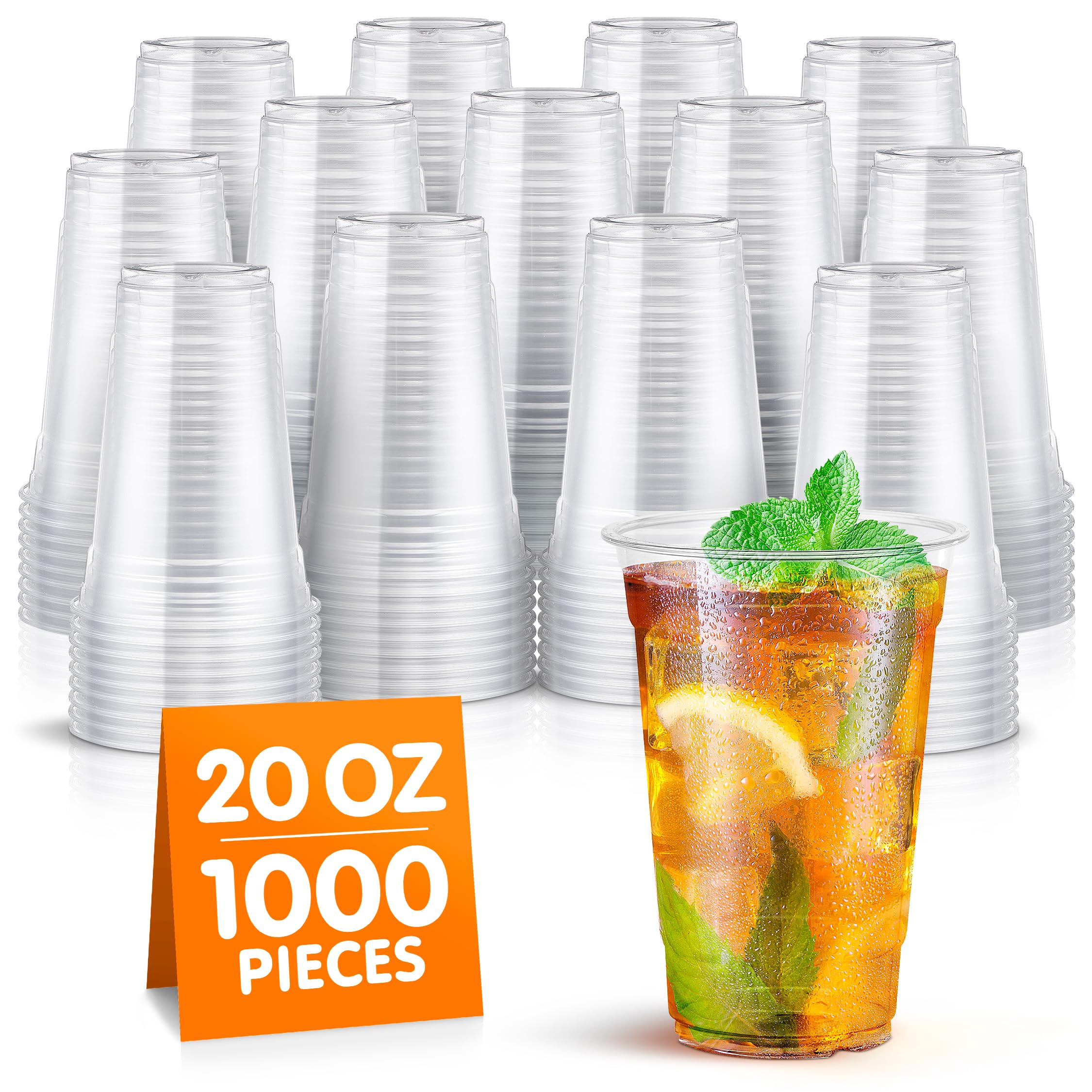 Plastic Beer Cups 1000 Clear 20oz Plastic Pint Glasses - Disposable/Reusable Party Beer Cups Clear Plastic Cups - Foto 9
