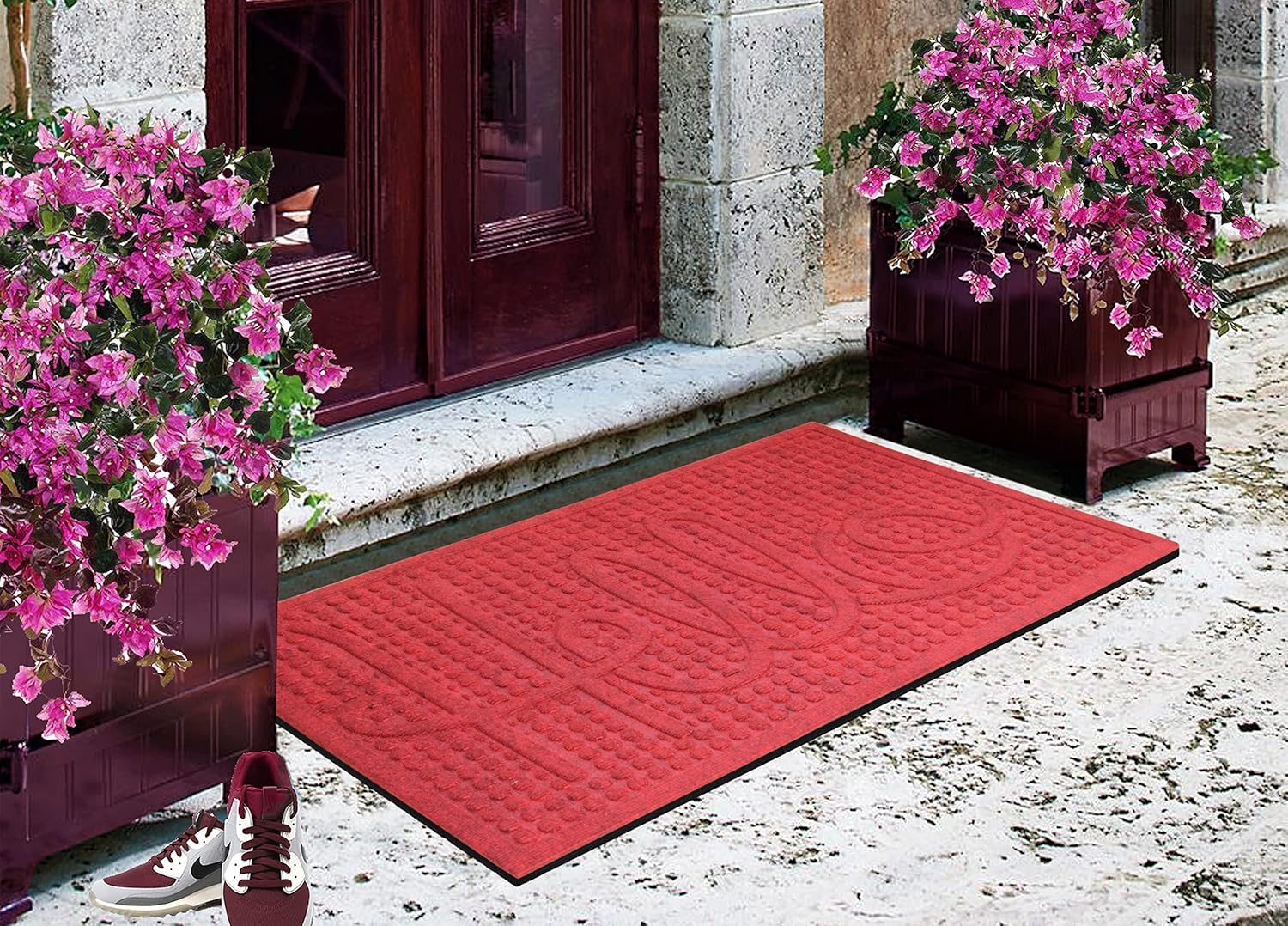 A1 Home Collections A1HC Durable All Weather Absorbent Doormat, Dries Quickly, Absorbs Up to 2 Cups of Water, Stain and Fade Resistant, Captures Dirt, Indoor and Outdoor Mats, Boot Scraper, 24x 36