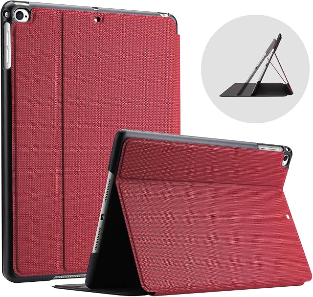 ProCase for iPad 9.7 Inch 2018 2017 (6th and 5th Generation) / iPad Air 2 / iPad Air Case, Shockproof Lightweight Slim Protective Folio Cover -Red