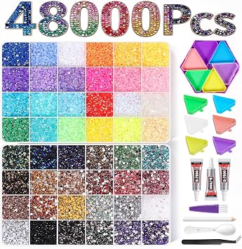 48 Colors Resin Bedazzler Kit with Rhinestones and Tools 3mm Bedazzling Kit | Beginner friendly, Art creation, Relieves work & daily anxiety, Family bonding, Kids parties, Group crafting