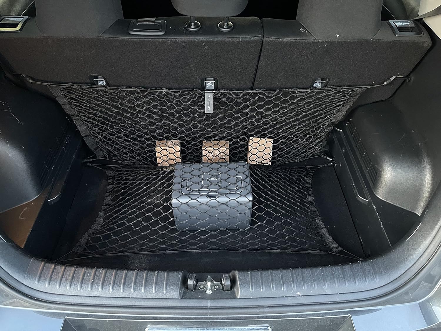 Floor + Back Seat Envelope Style Automotive Elastic Trunk Mesh Cargo Net for Kia Soul 2020-2025 - Premium Trunk Organizer and Storage - Luggage Net for Crossover - Best Car Organizer for Kia Soul