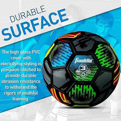 Miniatura 2 de Franklin Sports Balones de fútbol Mystic  Juegos de pelotas de fútbol y bomba de aire  Pelotas de fútbol de varios tamaños  Funda suave  Perfecto