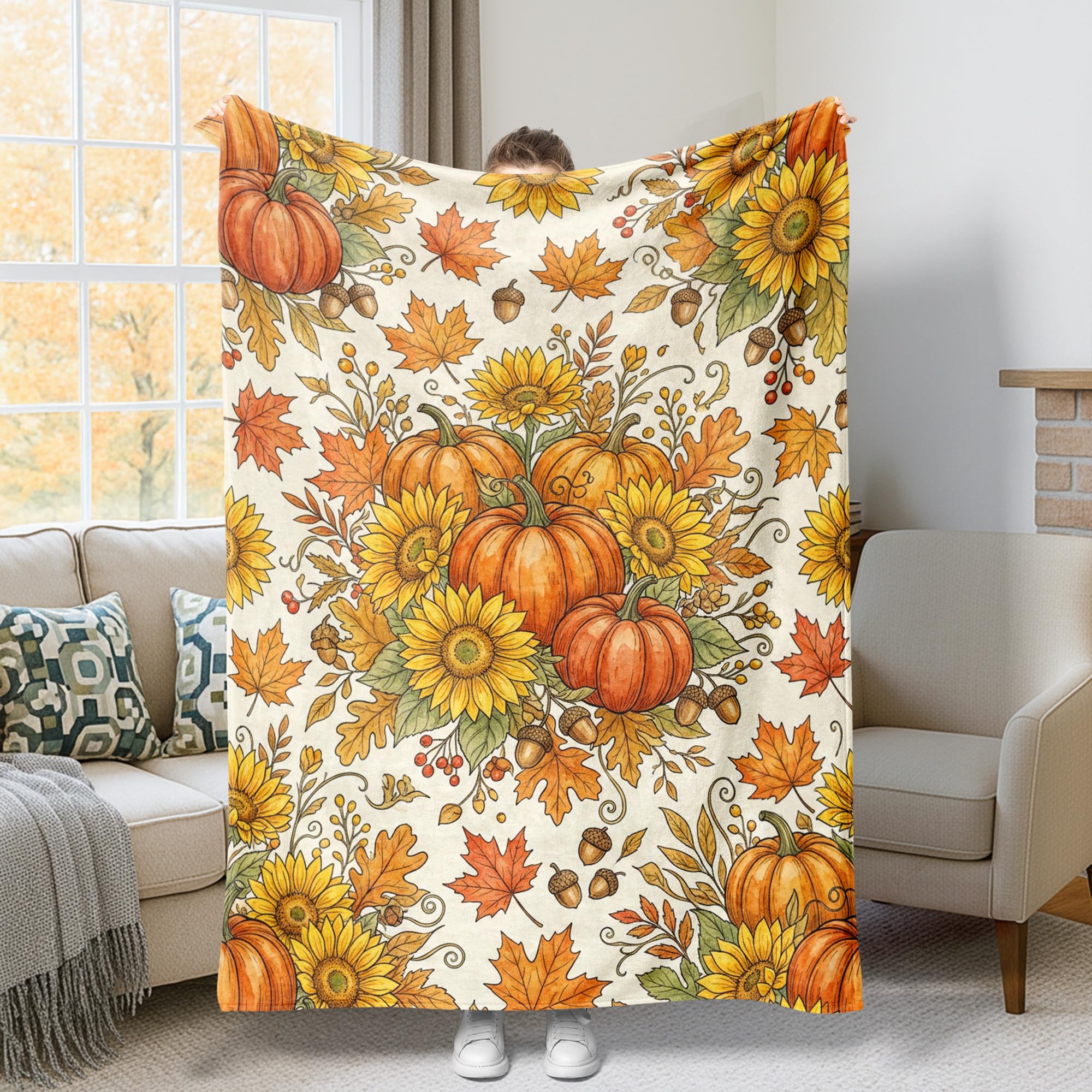 Jeté de lit citrouilles et feuille d'érable pour créer un cocon de douceur à la maison