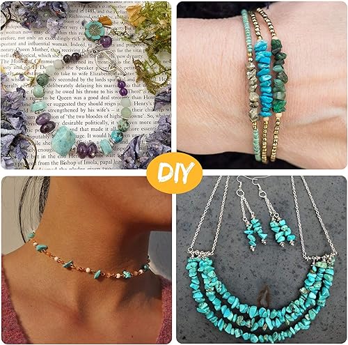 Miniatura 4 de 1500 cuentas de piedra, kit de fabricación de anillos de cuentas de cristal, juego de cuentas de piedras preciosas de 24 estilos, piezas de cristal