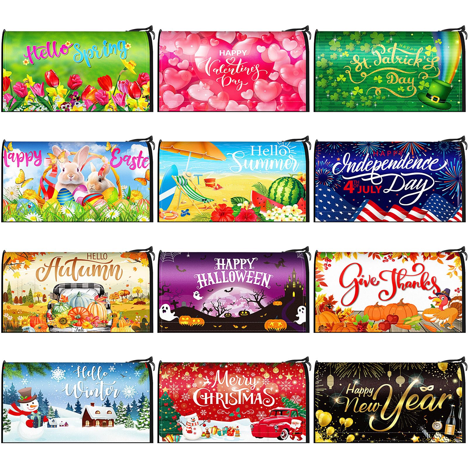 Kingdder 12 Pcs Magnetic Seasonal Mailbox Covers
