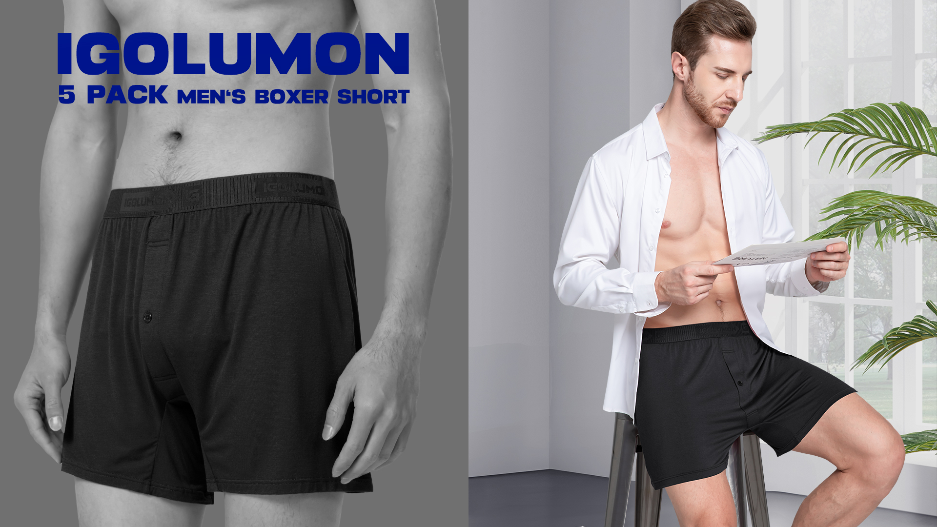 Amazon.com: IGOLUMON Mens Underwear Boxer Shorts 5 Pack