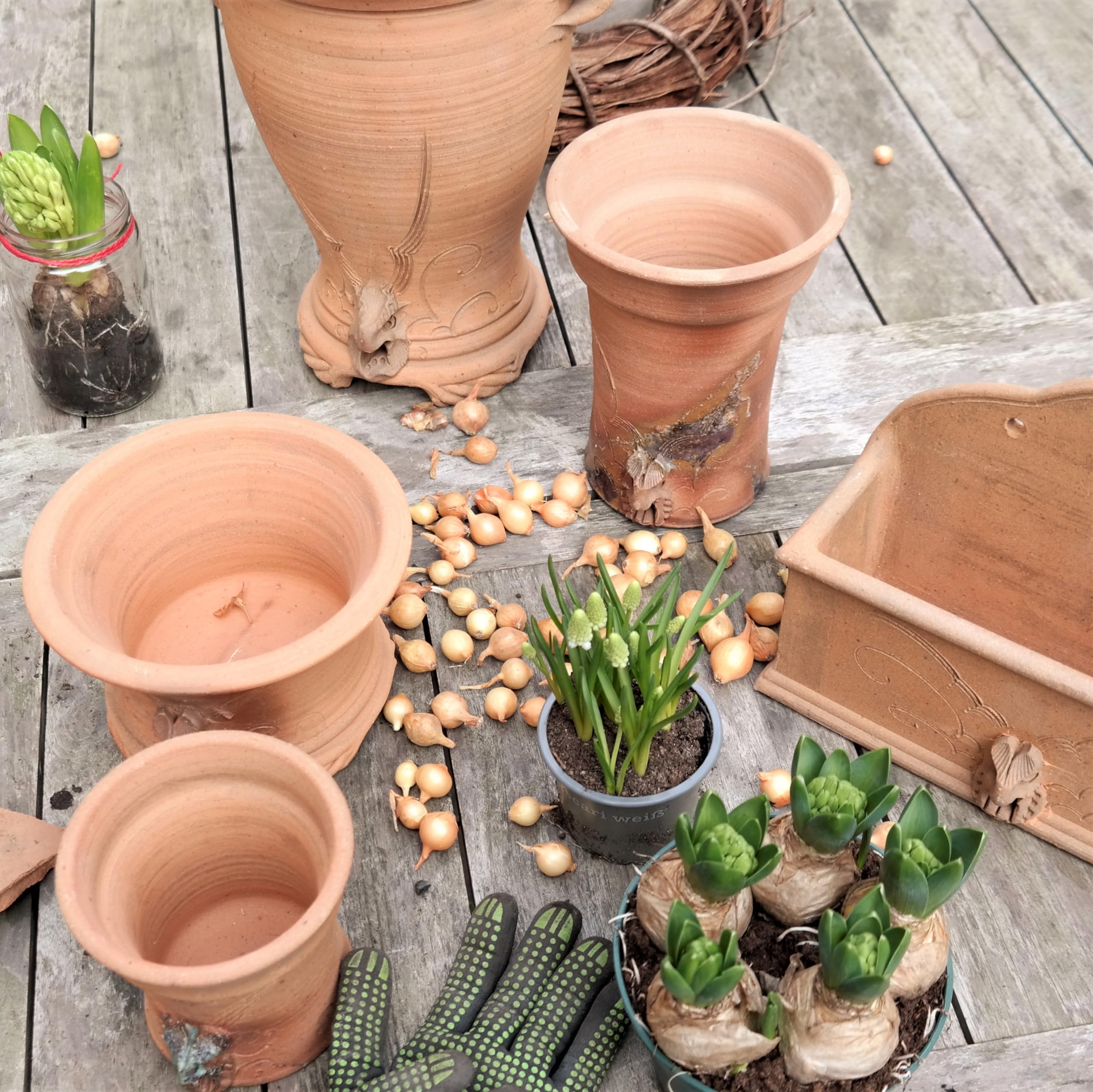 Palatina Werkstatt Ciotola in terracotta fatta a mano con manico | Vaso da fiori per giardino appartamento fiori terracotta (L)