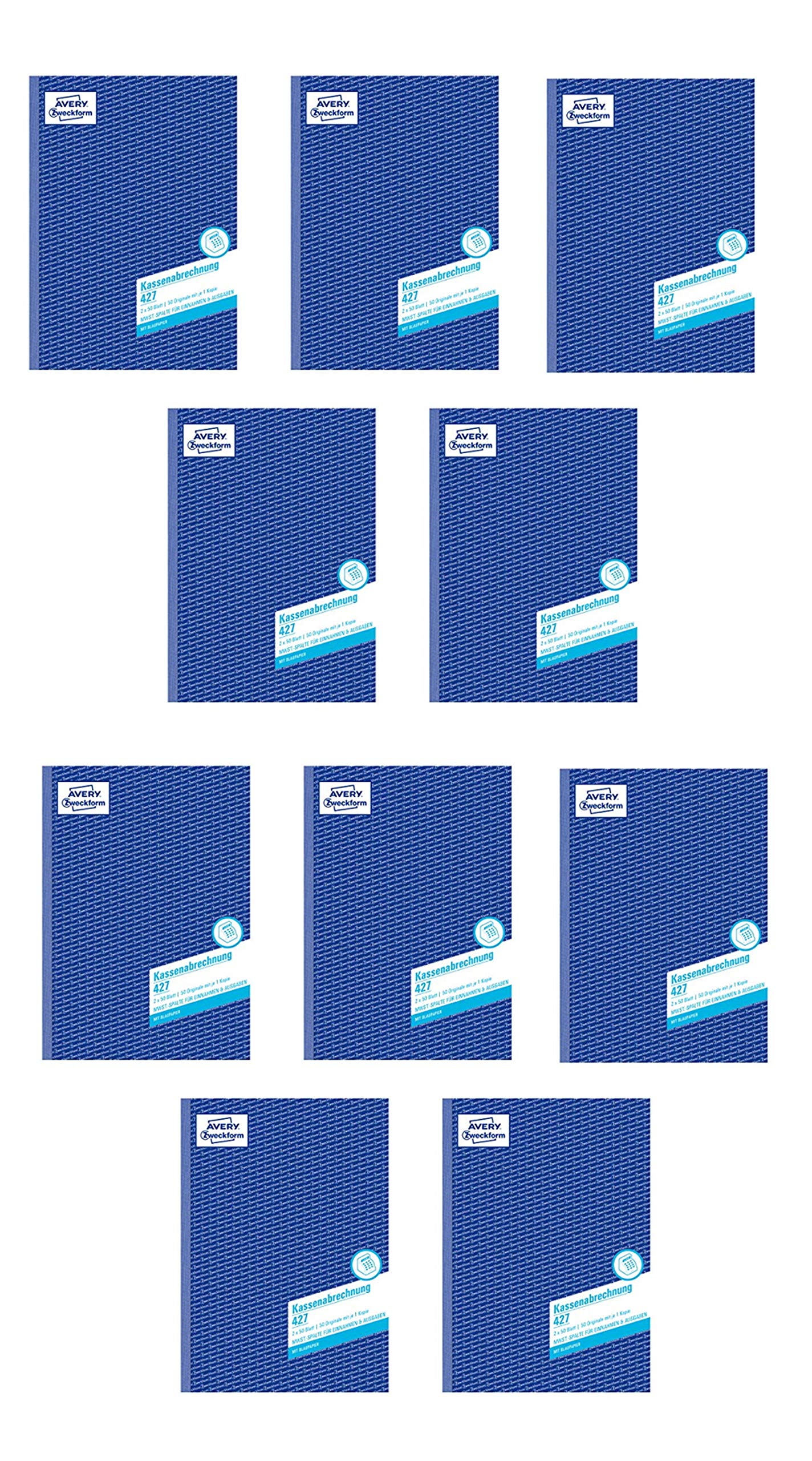 AVERY Zweckform 427 Kassenabrechnung A4 2x50 Blatt weiß/gelb (1 Stück, A4 / 10er Pack)