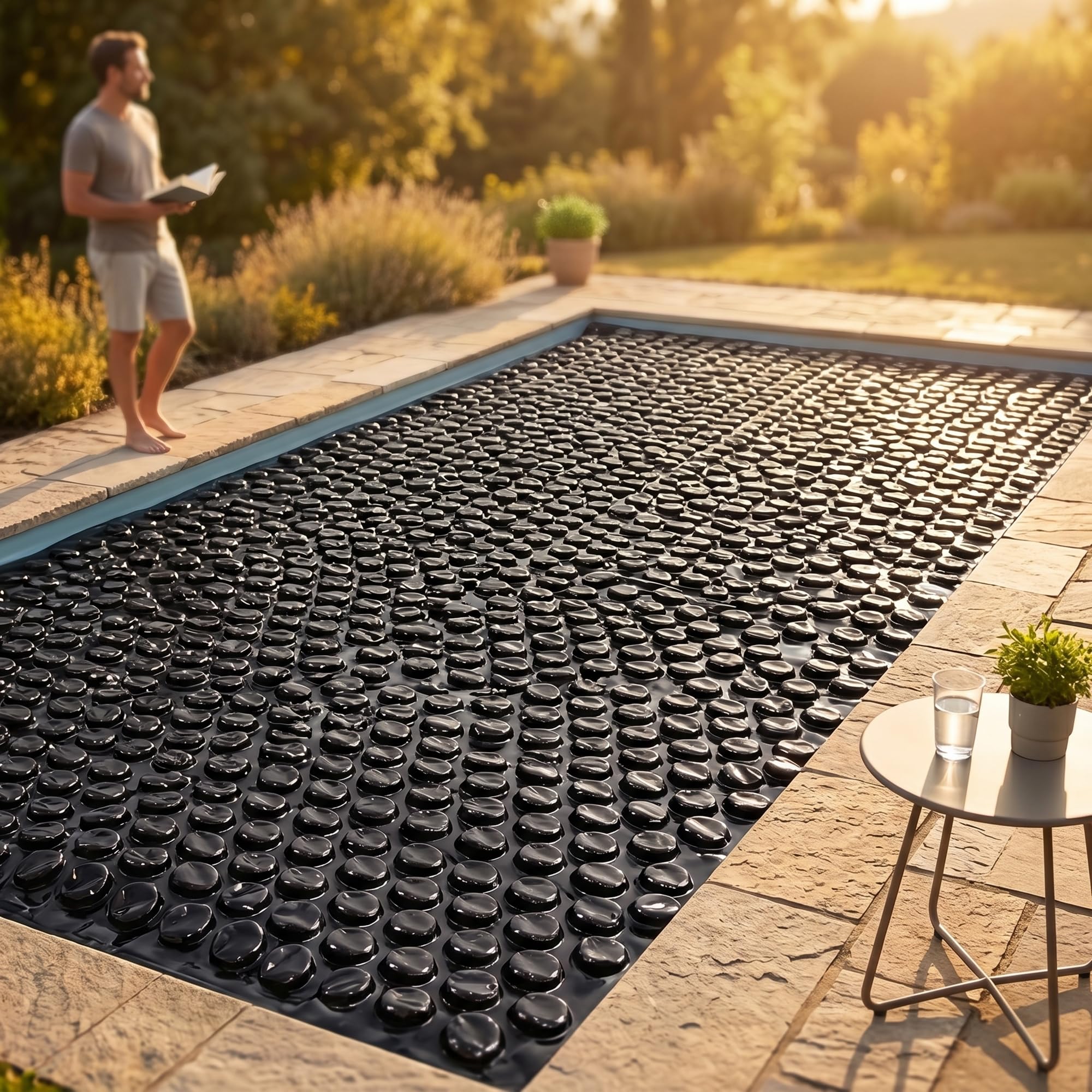 Mucola Solarfolie Pool 549x274 cm Schwarz 400µm mit Ösen – Poolabdeckung Wärmeplane PVC UV-beständig reißfest