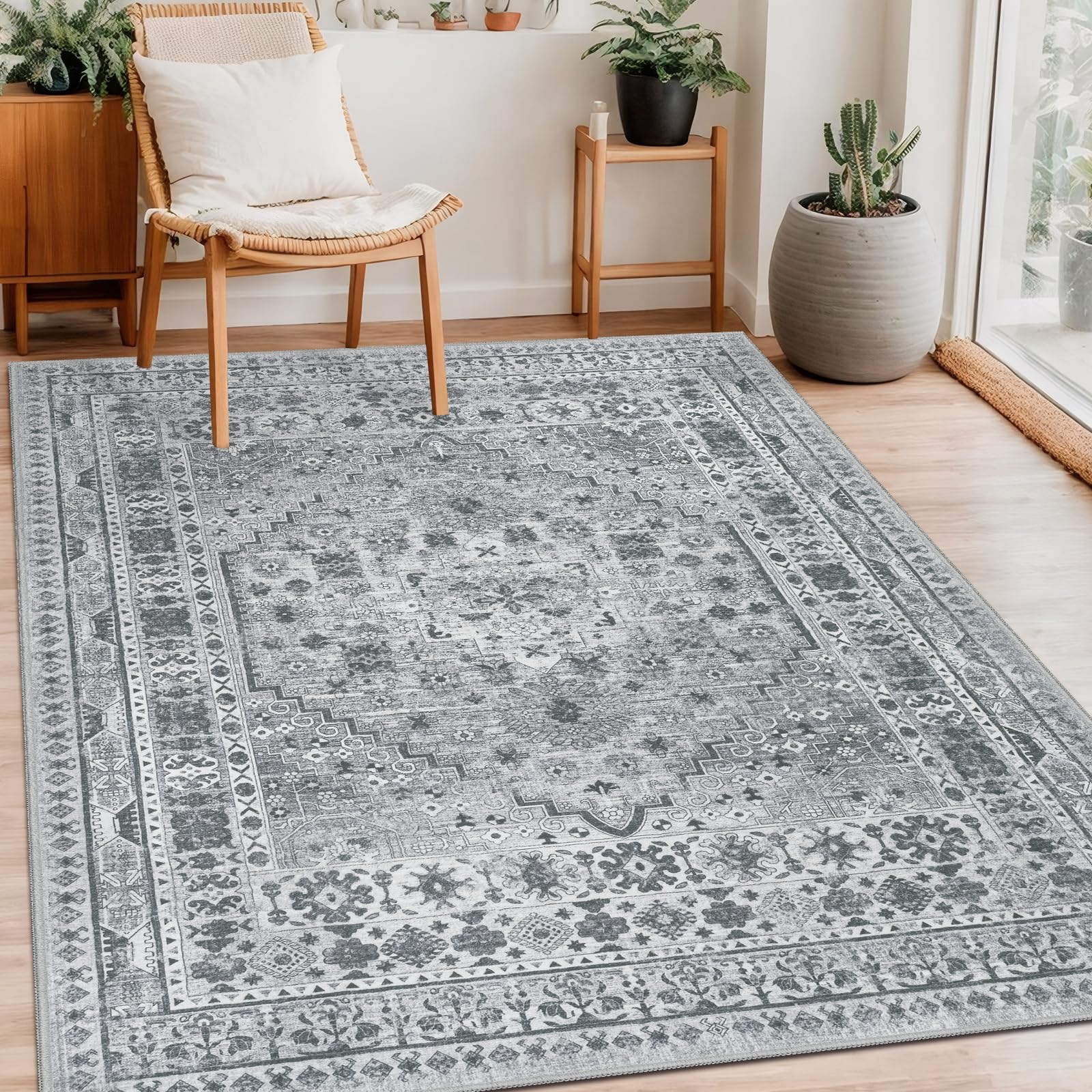 Tapis de salon 120x180 cm lavable idéal pour une chambre vintage