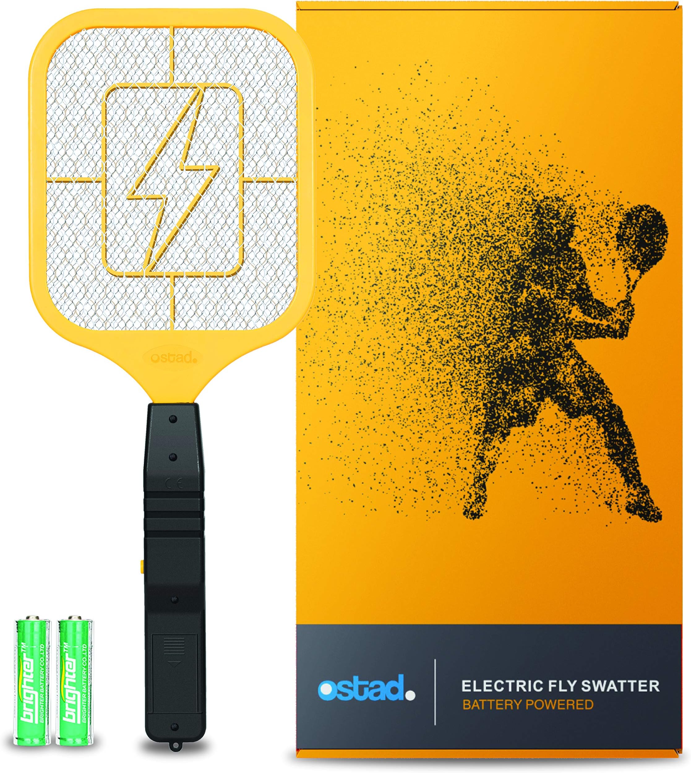 Ostad Bug Zapper Electric Fly Swatter Racket - Powerful Handheld Indoor Outdoor Pest Control Bug Zapper Killer - Fly Mosquito Zapper, Bee, Wasp, Flying Insect Killer 3500 Volt - AA Batteries Included