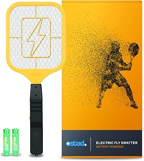Ostad Bug Zapper Electric Fly Swatter Racket - Powerful Handheld Indoor Outdoor Pest Control Bug Zapper Killer - Fly Mosquito Zapper, Bee, Wasp, Flying Insect Killer 4000 Volt - AA Batteries Included