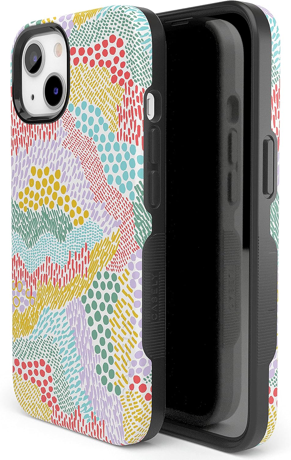 Casely iPhone 13 Case | Color Me Happy | Doodle Colorblock | Bold Protective Design | Compatible with MagSafe