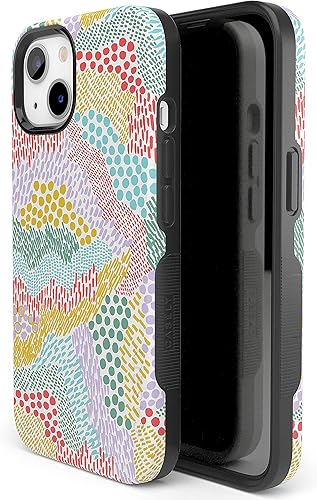 Vista 720 de Casely Funda para iPhone 13 Compatible con MagSafe Color Splash de medianoche Funda retro abstracta Color de medianoche Splash Abstracto