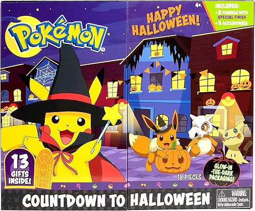 Miniatura 2 de Calendario de adviento de Halloween Pokemon 2021 para niños, 13 piezas, incluye 10 figuras de personajes de juguete y 3 accesorios, para mayores de